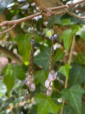 Handmade Lolite Chain Drop Earrings